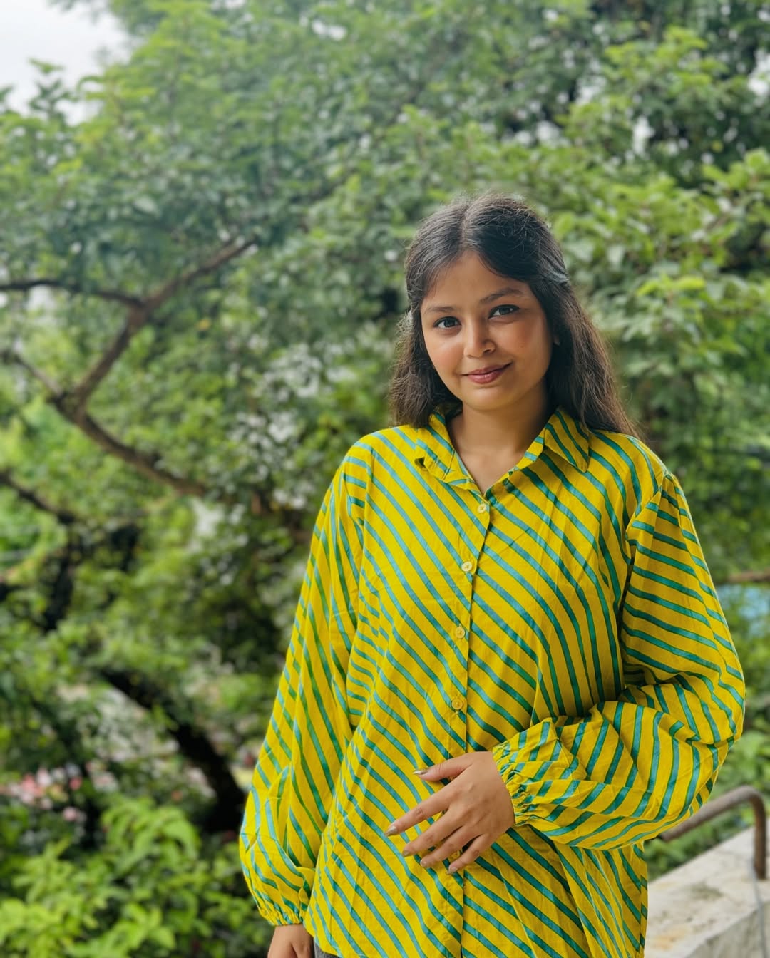 Vivid Stripe Button-Up Shirt